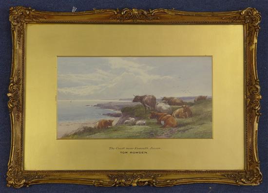 Tom Rowden (1842-1926) The coast near Exmouth, Devon, 7 x 13.5in.